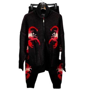 Spirit Jersey Wrath Scorpion Knit Sweater Jogger Track Set S Black 2 Pc NWT